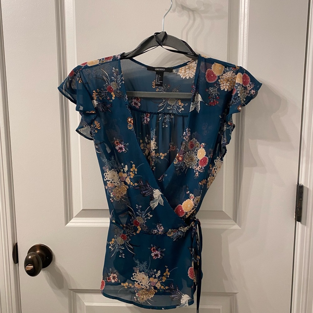 Forever 21 Transparent Wrap Blouse SIZE SM